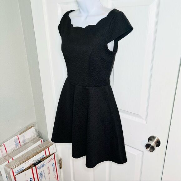 Altar'd State LBD Rose Embossed Black Mini Dress Fit and Flare S - Picture 8 of 10